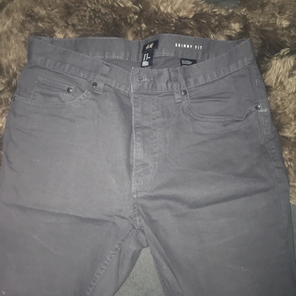 h & m skinny fit pants grey